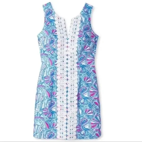 NWOT Lilly Pulitzer x Target 20th Anniversary My Fans Blue Pink Shift Dress Sz 6 - Picture 5 of 7